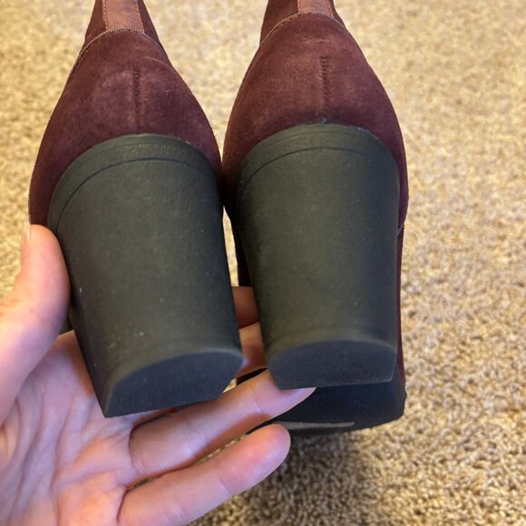 Clarks Ankle Booties Womens 7.5 Wine Suede Meera Yew Block Heel Comfort - Picture 6 of 6